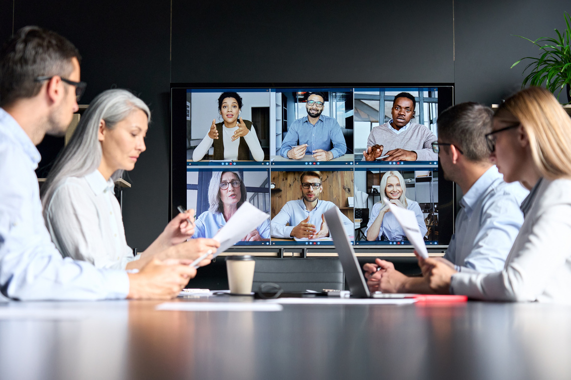 Global Corporate Video Call in Meeting Room