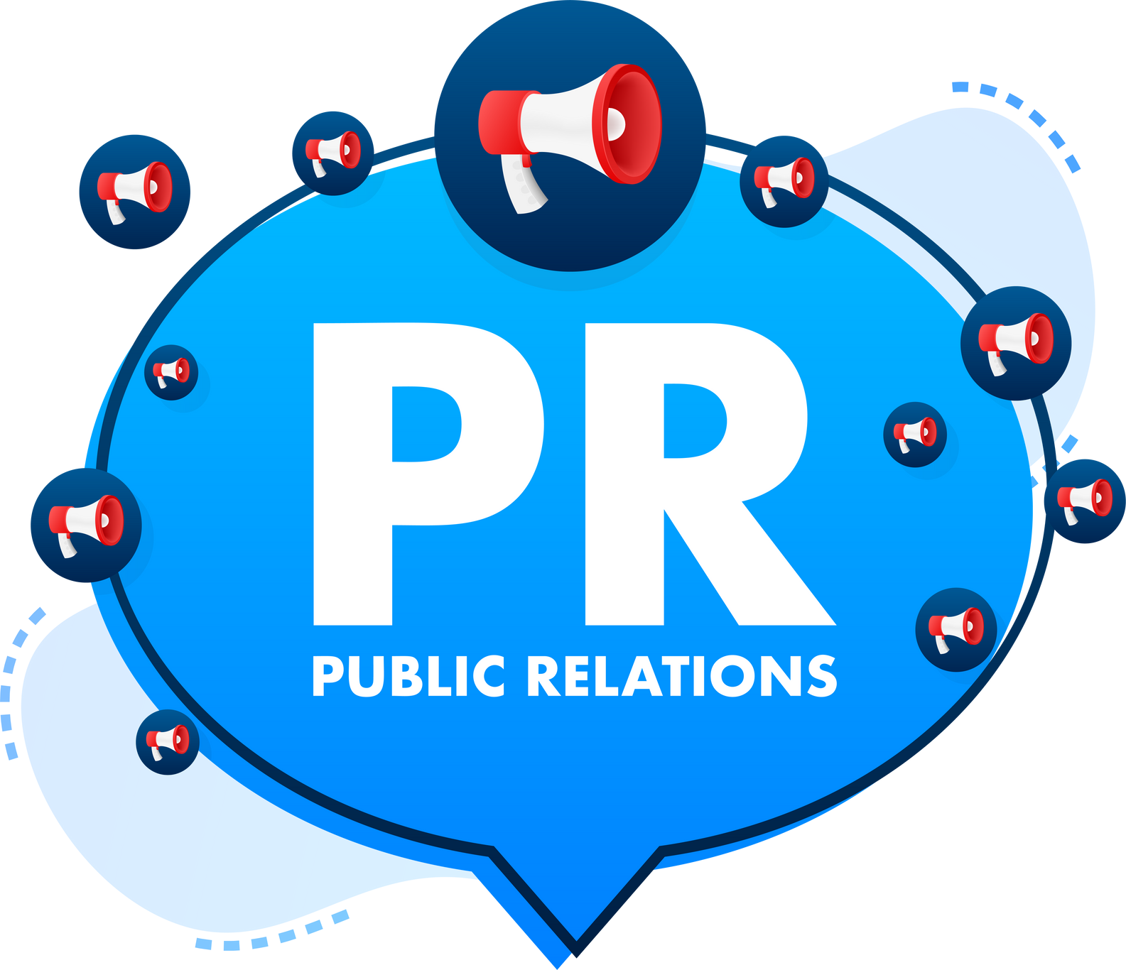 PR Public relations. PR agency. Vector stock illustration